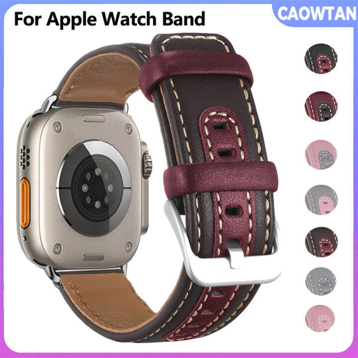 สายหนังแท้สำหรับสายคาด-apple-watch-45มม-44มม-49มม-41มม-40มม-42มม-38มม-สร้อยข้อมือ-i-watch-series-ultra-3-5-6-se-7-8-ไม่รวมเคสและนาฬิกา