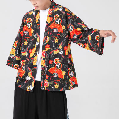 เสื้อคาร์ดิแกน Kimono Wanita Lelaki Jepun Obi Lelaki Yukata Lelaki 2023 Haori Jepun Wave Carp Cetak Tradisional Jepun Pakaian
