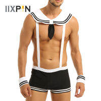 ผู้ชายเซ็กซี่ชุดกะลาสี Hot ชุดชั้นในชุด Suspenders กางเกงนักมวย Collar Cuffs Seaman ฮาโลวีนคอสเพลย์ Uniform