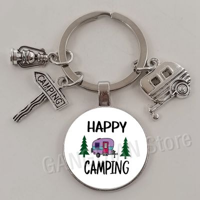 【CW】✷♧☁  Print Camper Camping Adventure Campfire Keychain Mountain