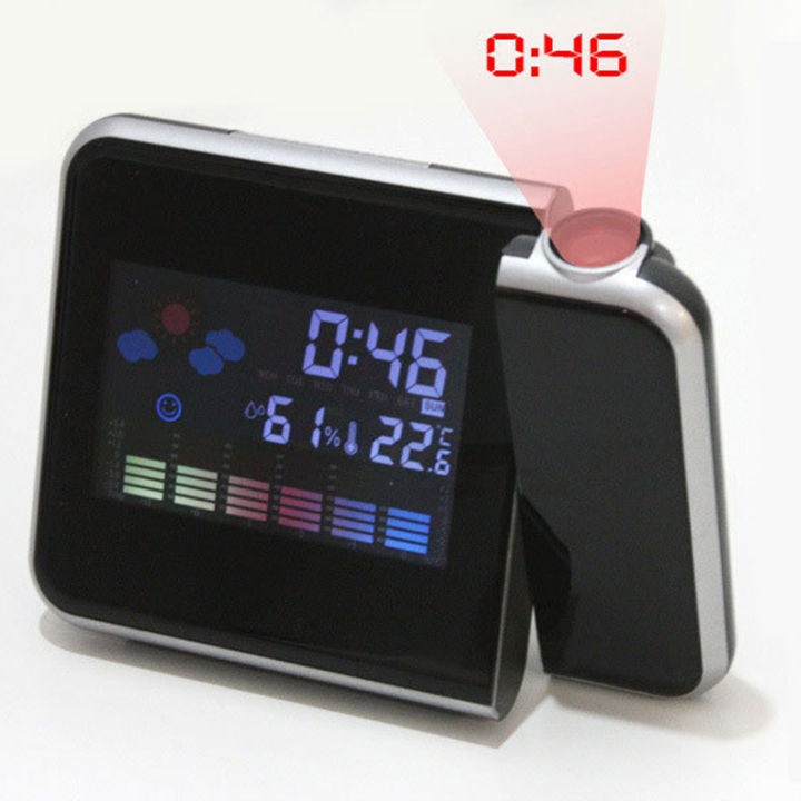 hotdigital-projection-นาฬิกาปลุกสถานีอากาศพร้อมเครื่องวัดอุณหภูมิความชื้นไฮโกรมิเตอร์ข้างเตียง-wake-up-projector-clock