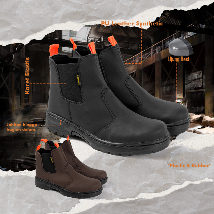 Sepatu Safety boot pria Robweld Sepatu Ujung Besi Terbaik Kuat Tahan
