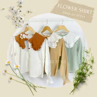 FLOWER SHIRT  เสื้อคอบัวแขนยาว กระดุมหน้า  หวานๆใส่ได้ทุกeveryday look ผ้าฝ้ายผสมลินินใส่สบาย