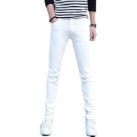 COD SDFGERTERT Men Fashion Jeans Casual Solid Color Korean Style Mens Slim