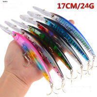 MARV 6สี24G/17ซม.Minnow ประดิษฐ์ Sinking พลาสติก ABS เหยื่อแข็งสั่น Swimbait 2 # เลือดตะขอถังเหยื่อเทียม3D ตาเหยื่อตกปลากลางแจ้งอุปกรณ์ตกปลา