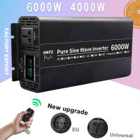 เครื่องแปลงไฟชาร์จการควบคุมระยะไกลใหม่6000W 4000W DC 12V/24V เป็น AC 220V 50Hz/60Hz จอแสดงผลแอลอีดีอินเวอร์เตอร์เพียวไซน์เวฟ