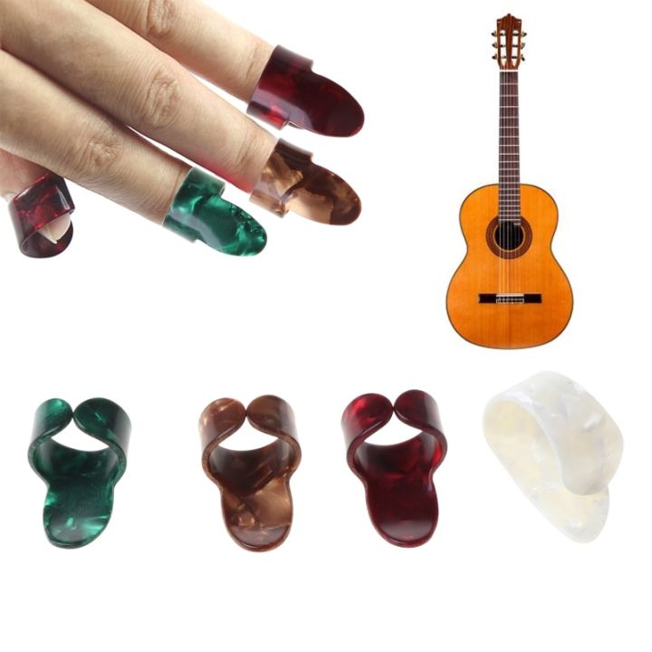 1-thumb-and-3-finger-plastic-plectrums-nail-guitar-picks-set