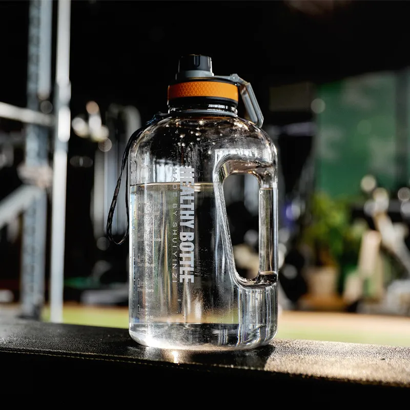 2.2L Large-capacity Water Bottle with Time Marker Portable Fitness Sports Water  Jug Gradient Color