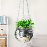 1Pc Garden Plant Pot Mirror Disco Ball Hanging Basket Planter With A Hanging Chain Indoor Outdoor Vase Decor 10cm15cm20cm25cm