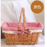 [COD] Wicker storage basket flower shopping rattan fruit hand vegetable blue picnic egg