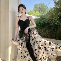 New retro splicing condole belt broken beautiful dress son flocking jacquard yarn niche in the womens summer dresses