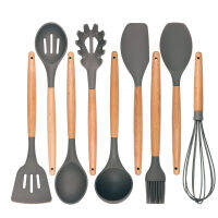 1Pc Non-stick Silicone Cooking Utensil Heat-resistant Wooden Handle Spatula Kitchen Baking Cookware Kitchenware