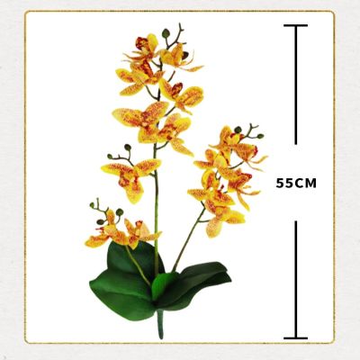 3 Stem 15 Heads Real Touch Latex Artificial Moth Orchid Fake Phalaenopsis Artificial Flowers With leaves For Wedding Home Decor