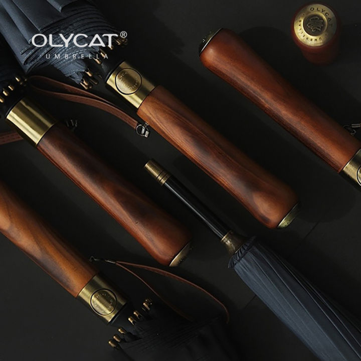 olycat-ใหม่16k-ร่มฝนผู้หญิงทำด้วยไม้หรูหราจับร่มยาวผู้ชายสไตล์ญี่ปุ่นร่มอัตโนมัติ-windproof