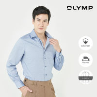 OLYMP LUXOR Shirt เสื้อเชิ้ตชาย  สีกรมท่า ผ้าเท็กเจอร์ ทรงหลวม ใส่สบาย รีดง่าย