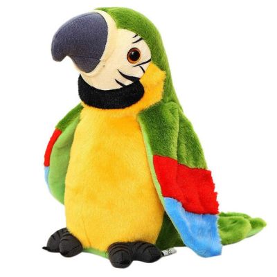 นกแก้วไฟฟ้าพูดของเล่นน่ารัก Plush ได้มีปีกเล่นซ้ำตุ๊กตาผ้าเด็กของเล่นเด็กผู้หญิงนกอิเล็กทรอนิกส์