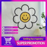 Hanging Cloth Flower Smiley Tapestry Wall Hanging Birthday Party Room Background Wall Decoration Dormitory Bedroom Tapestries Hangings