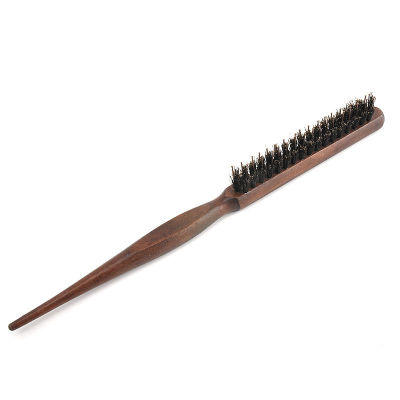 Wood Handle Natural Boar Bristle Hair Brush Fluffy Comb Hairdressing Barber Wood-color
