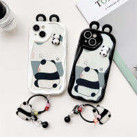 3D แฟชั่นลายการ์ตูนแพนด้าน่ารักด้านหลังพร้อมจี้สำหรับ IPhone14 13 12 11 Pro Max เคสโทรศัพท์ความคิดสร้างสรรค์