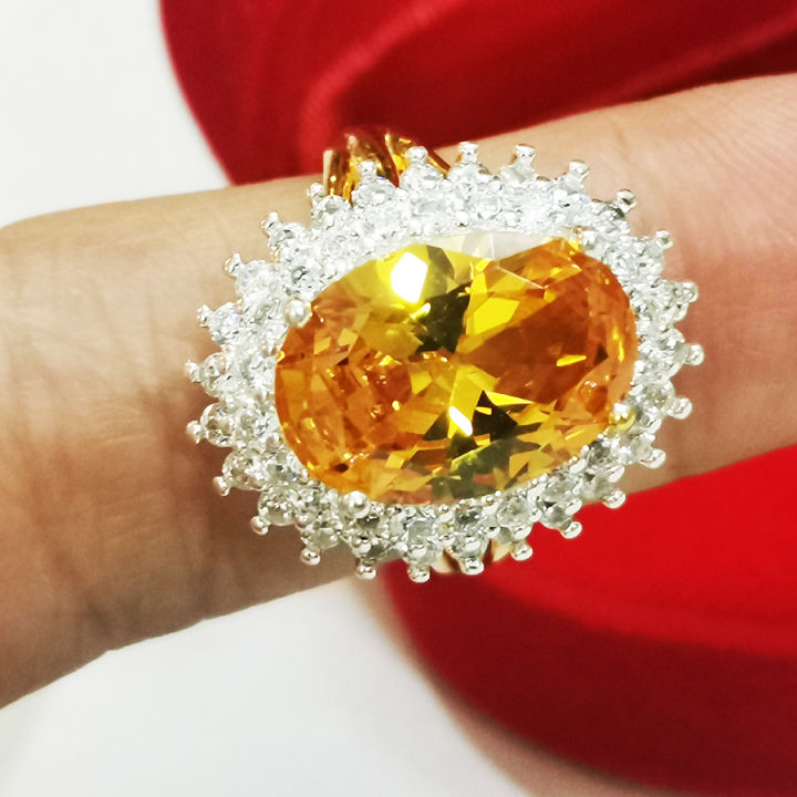 inspire-jewelry-แหวนพลอยไพลิน-พลอยบุษราคัม-ล้อมเพชรสองชั้น-งานจิวเวลลี่-ฝังหนามเตย-สวยงามมาก