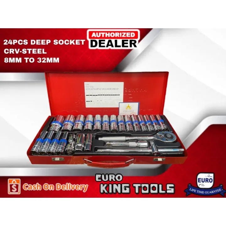 Original Euroking Made in Germany 24Pcs Deep Sockets 1/2 Drive 8mm To 32mm CrvSteel Lazada PH
