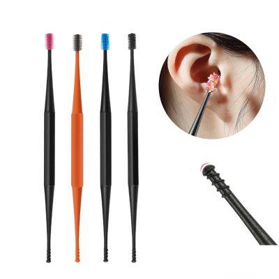 Soft Silicone Ear Pick Double-ended Earpick Ear Wax Curette Remover Ear Cleaner Spoon Spiral Ear Clean Tool Spiral Design