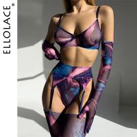 【CW】❆✉∏  Ellolace Tie Dye With Stocking Sleeve 5-Piece Uncensored Intimate See Through Mesh Outfits