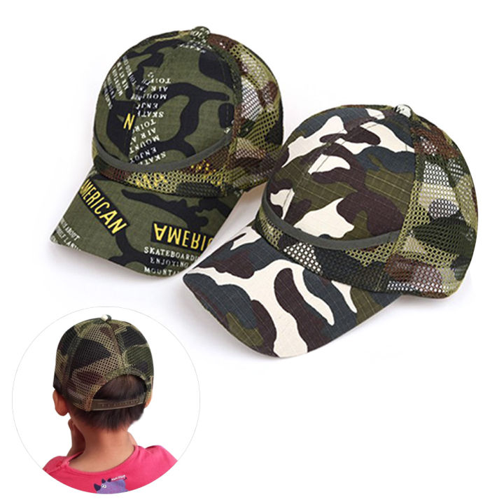 TI9P Fashion Army Boy and Girl 3-9 Years Children Mesh Hats HipHop