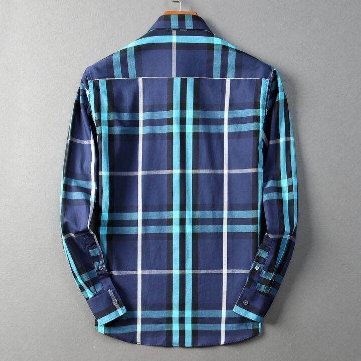 burberry-เสื้อเชิ้ตสําหรับผู้ชายผ้าฝ้ายแขนยาวทรงสลิม-9113