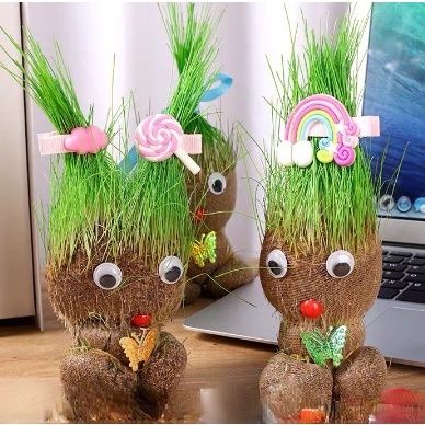 loose-ตุ๊กตาหญ้า-หญ้าแมว-กระถางสร้างสรรค์-grass-head-ของขวัญคริสต์มาส