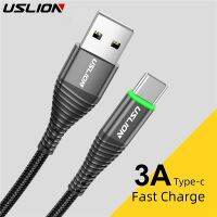 [KOLT Digital] USLION ไฟ LED USB C Type C สายเคเบิล Micro USB 3A การชาร์จอย่างรวดเร็วสำหรับ Samsung Galaxy Xiaomi Huawei Data Transfer Charge Cord