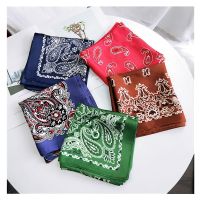 【CC】✟  2023 Fashion Bandana Hair Scarf Print Kerchief Silk Shawl Neck Scarves