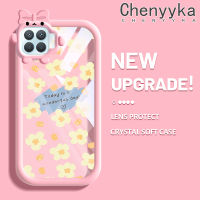 เคส Chenyyka สำหรับ A93 OPPO 2020 F17 Pro Reno 4F Reno 4 Lite เคสแฟชั่นรูปโบว์มอนสเตอร์น้อยเคสนิ่มกันกระแทกเคสโทรศัพท์โปร่งใส TPU ซิลิกาเจลป้องกันเลนส์กล้องถ่ายรูป