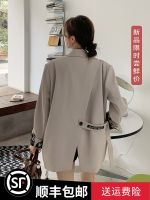 Uniqlo 2023 New Fashion version Off-white casual suit jacket for women 2023 spring and autumn new Korean style loose double-breasted slit fashion small suit