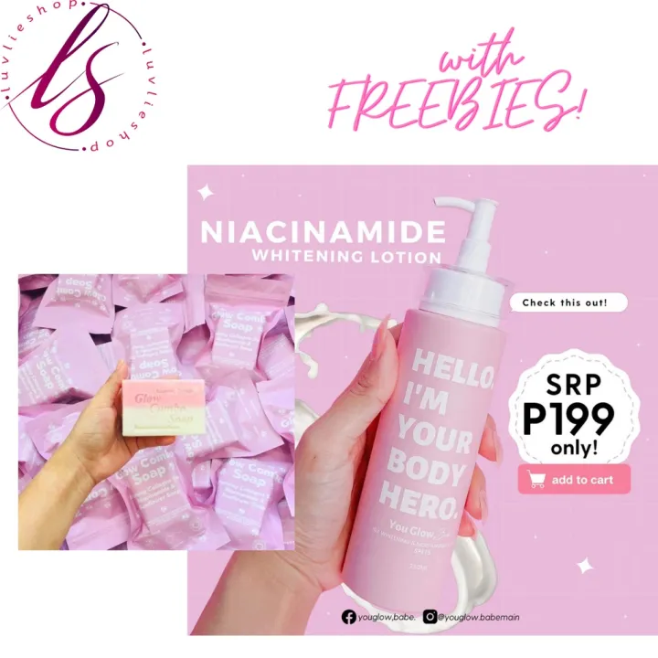 Glow Combo Soap By You Glow Babe   Niacinamide Lotion  With Freebies 