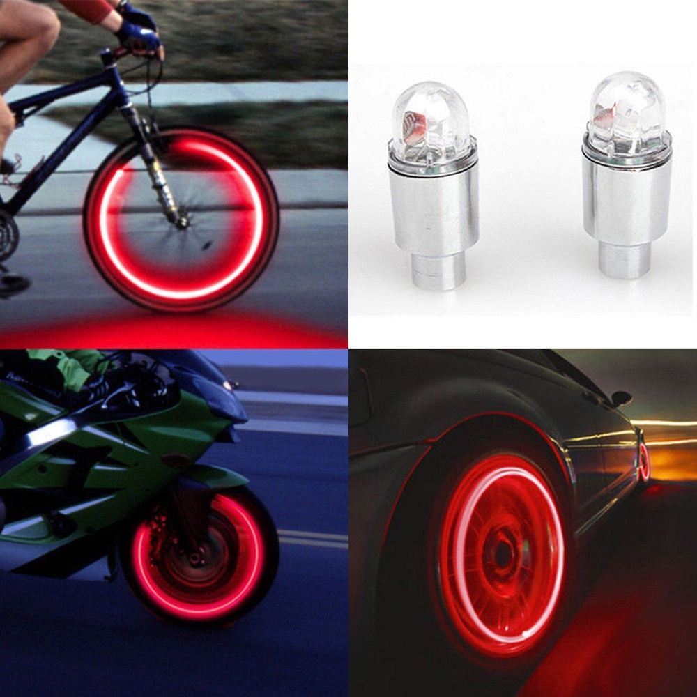 Injap Tayar Lampu Cap untuk Motosikal Kereta Basikal Roda Tayar Led Lampu Berwarna-Warni Berbasikal Hab Bercahaya Aksesori Mentol