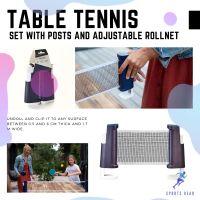 PONGORI เน็ต เน็ตปิงปอง เน็ตแบบม้วนเก็บ รุ่น 2020 ( Table Tennis Set with Posts and Adjustable Rollnet - Blue/White ) TABLE TENNIS BALLS Pingpong ปิงปอง ไม้ปิงปอง