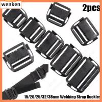 WENKEN 2pcs 15/20/25/32/38มม. สายรัดหัวเข็มขัด พลาสติกทำจากพลาสติก สีดำสีดำ ตัวยึดแถบเลื่อน ของใหม่ ตะขอปล่อย ชิ้นส่วนกระเป๋ากีฬา