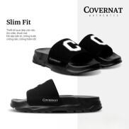 Dép Nam Nữ quai ngang,Dép Covernat màu đen trắng độn đế 4cm chống trơn