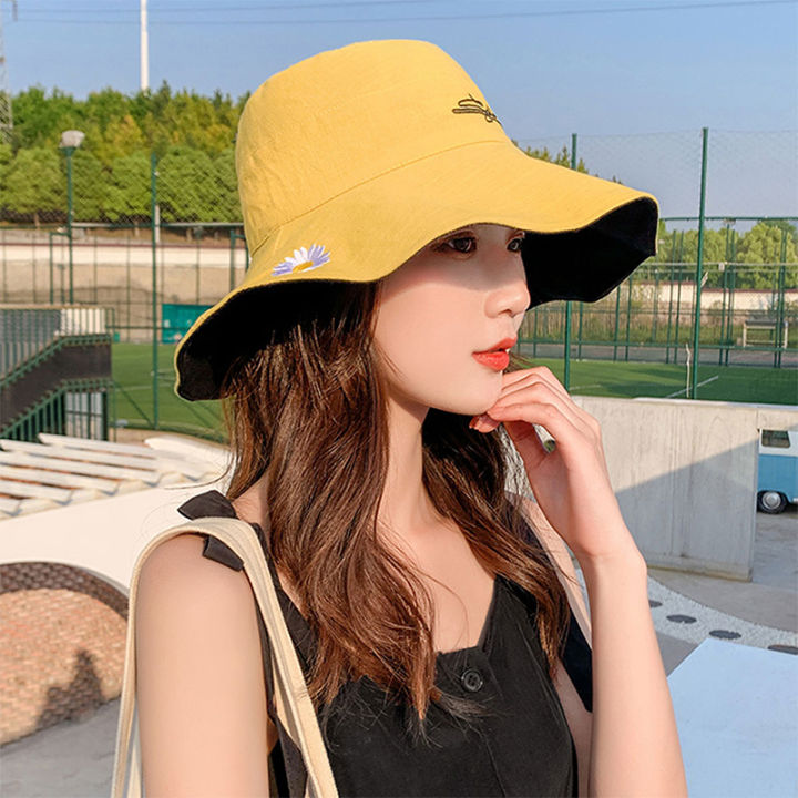 foxer-ขอบใหญ่สไตล์-face-ฤดูร้อนขอบใหญ่สองด้านหมวกชาวประมงหญิงเวอร์ชันเกาหลีฤดูร้อนป่า-shade-แนวโน้มแฟชั่นหมวกบังแดด