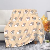 Upetstory Kawaii Cartoon Cat Blanket for Adult Kids Sherpa Fleece Blanket Peach and Goma Kitten Print Travel Sofa Blanket Quilt