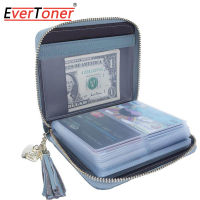 Evertoner RFIDหนังแท้ผู้ถือบัตรเครดิตกระเป๋าสตางค์สตรีขนาดเล็กน่ารักซิปกระเป๋าใส่บัตร