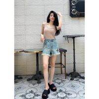 QYMN high quality 2023 Summer new SMFK cross tassel multi-hole high waist denim shorts for women