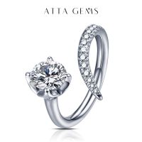 ATTAGEMS เพชรโมอิสเครื่องประดับงานแต่งงาน925แหวนปรับได้สี1.0ct D หินประกายระยิบระยับ