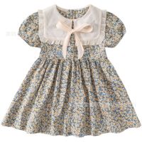 Casual Summer Kids Girls Dress Floral Kids Clothes Bow Patchwork Baby Girl Princess Dress New Flower Girl Dresses