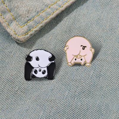 Cartoon Animal Enamel Pins Custom Chibi Pig And Panda Brooches Bag Badge Childlike Cartoon Jewelry Cute Gift for Kids