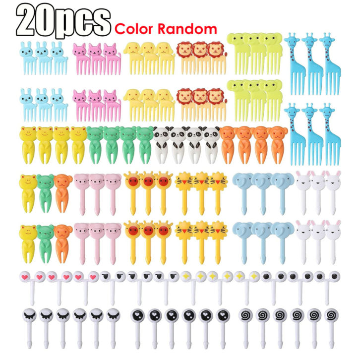 20Pcs Plastic Fruit Picks Kids Food Picks Reusable Lunch Box