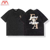 เสื้อยืดสตรี MBeauty 2023 Combed Tight Siro Washed Black Design Sense แขนสั้นตัวอักษร