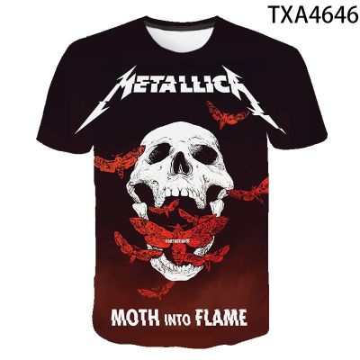 3D printed Metallica illustration, summer mens short sleeve top, round neck T-shirt, comfortable and breathable 2