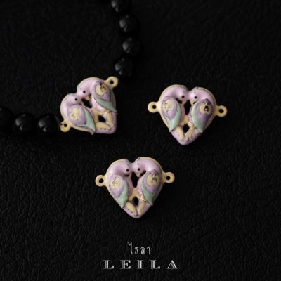 Leila Amulets สาลิกาคู่ Baby Leila Collection สีม่วง ห่วงข้าง (พร้อมกำไลหินฟรีตามรูป)